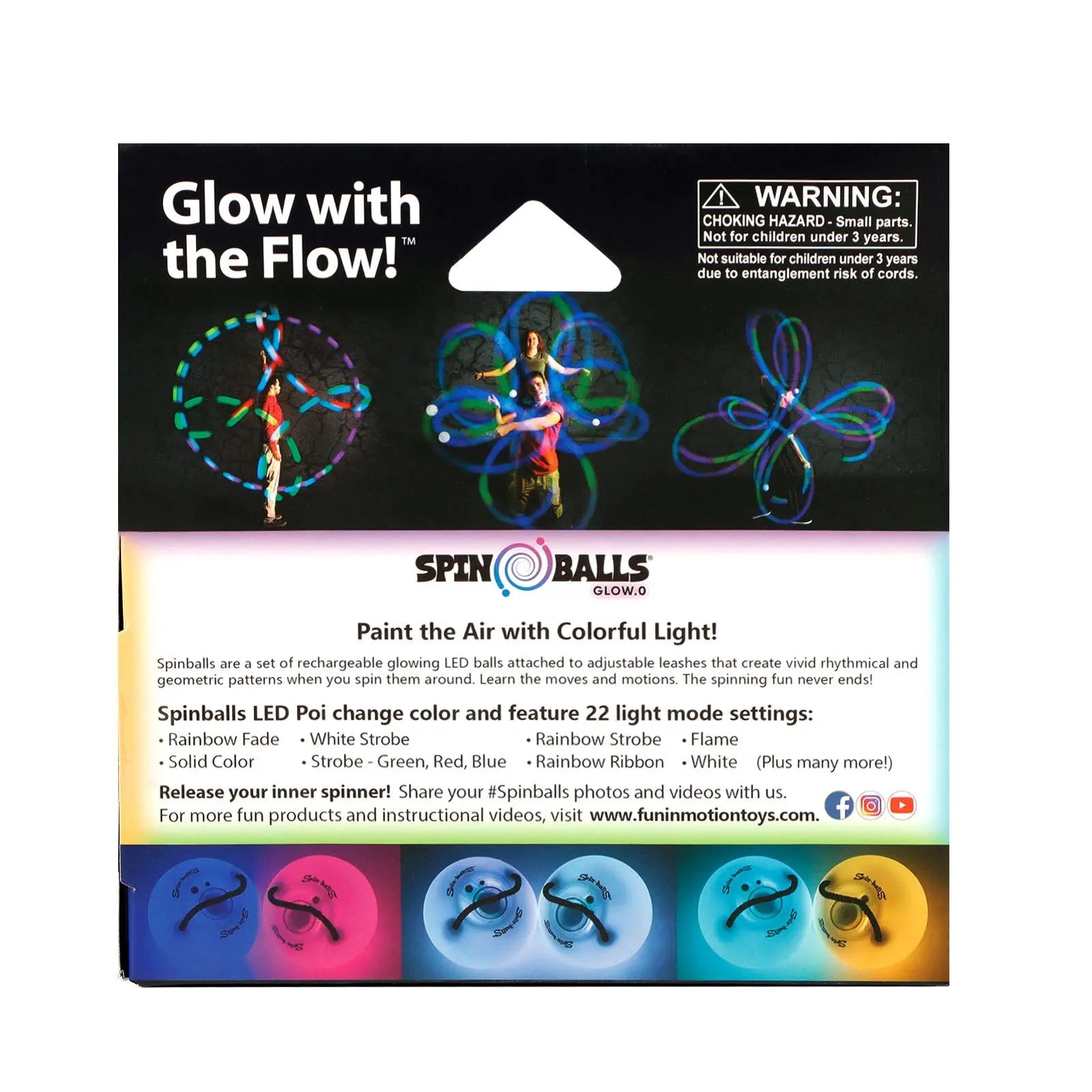 Spinballs Glow. 0 LED Rechargeable Poi Set S6