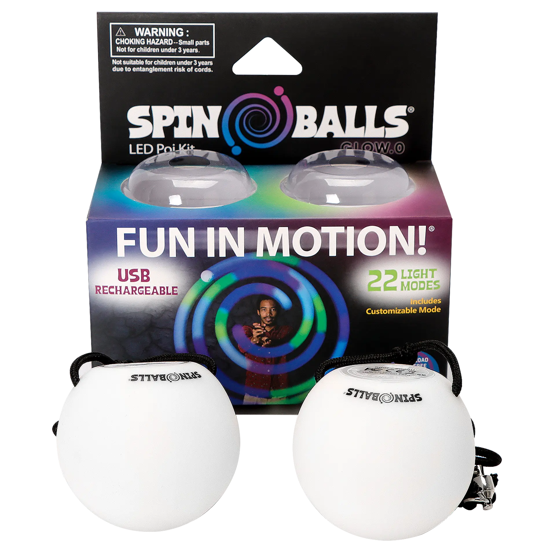 Spinballs Glow. 0 LED Rechargeable Poi Set S6